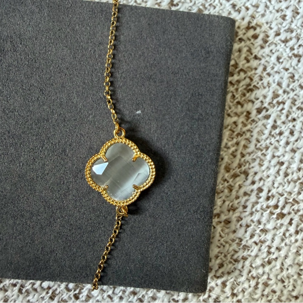 Dyadema 14k Gold Plated Over Silver 925 Clover Bracelet Made in Italy